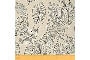 Feelyou Leaves Upholstery Fabric by The Yard, Vintage Leaf Geometric Outdoor Fabric by The Yard, Abstract Foliage Line Decora