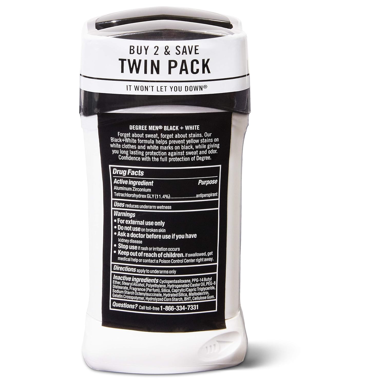 Degree Men UltraClear Antiperspirant Protects from Deodorant Stains Black + White Mens Deodorant 2.7 oz, 2 Count : Beauty