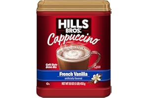 Hills Bros. Instant Cappuccino Mix, French Vanilla - Easy to Use, Enjoy Coffeehouse Flavor from Home – Decadent Cappuccino with a Hint of Sweetness and Vanilla in Light Coffee, 16 Ounce (Pack of 6)