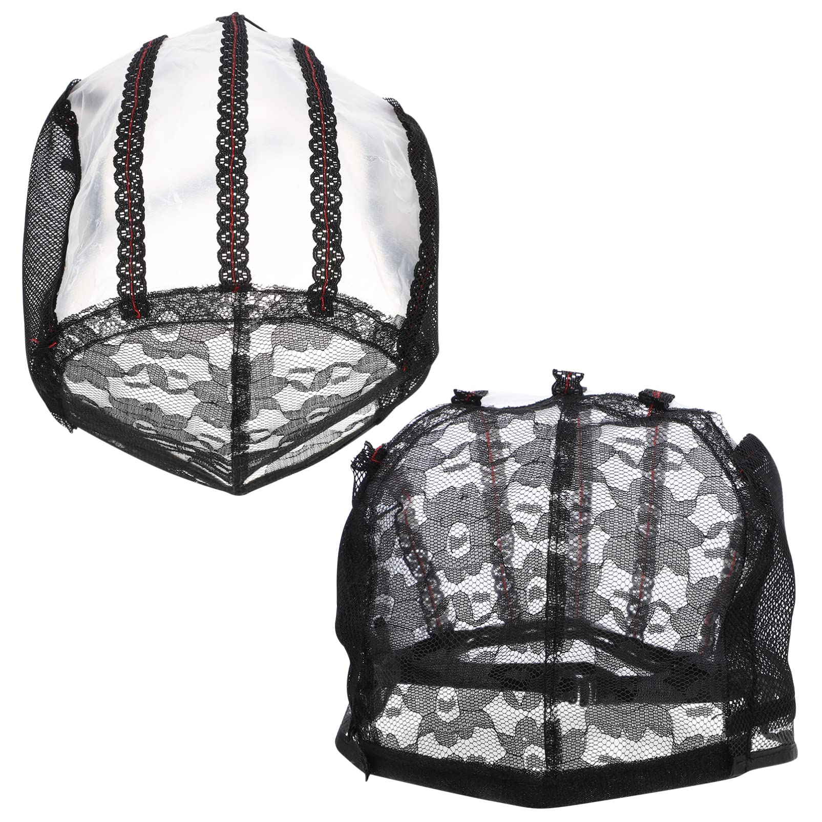 Lurrose Black 2pcs Wig Caps Lace Black Stretchable Dome Mesh Lace Front Wig Cap for Men Frontal Wig Caps for Cosplay Braided Wigs