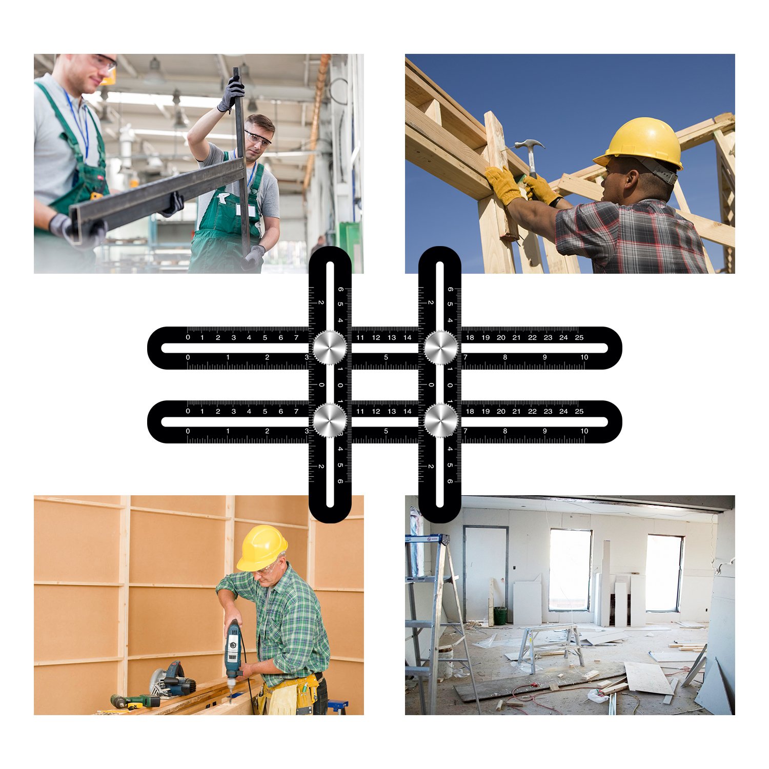 Angle Ruler RIYO Multi Angle Measuring Ruler Template Tool For Handymen, Builders, Craftsmen, Carpenters, Roofers, Tilers, DIY Use Sent Storage Bag