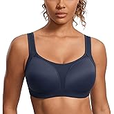 SYROKAN Women's High Impact Underwire Sports Bra High Support Large Bust Padded Adjustable Straps Running Bra
