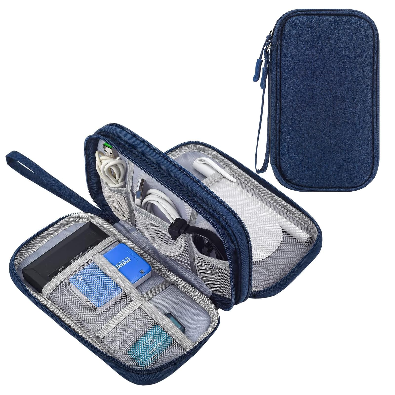 Tianlong Waterproof Small Cable Bag, Travel Cable Organizer Bag Pouch Portable Double Layers All-in-One Carry Travel Bag for Cable, Cord, Charger, Phone, Earphone.