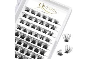 QUEWEL Cluster Lashes 72 Pcs Wide Stem Individual Lashes C/D Curl 8-16mm Length DIY Eyelash Extension False Eyelashes Natural&Mega Styles Soft for Personal Makeup Use at Home (Mega-D-MIX8-16)