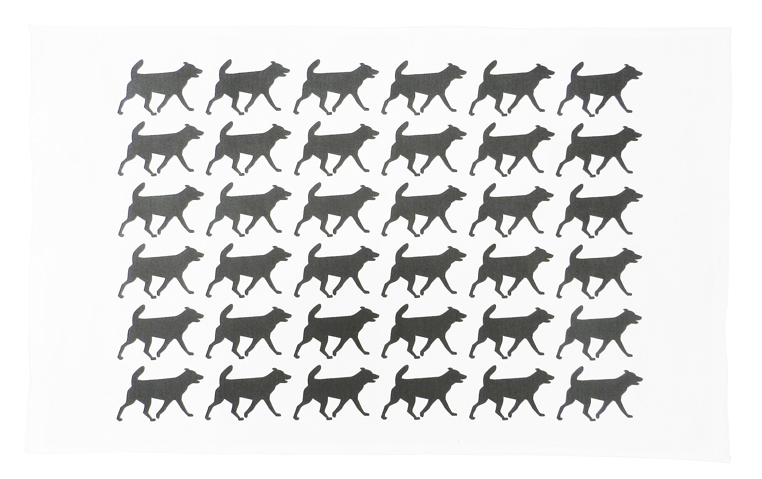 Half a Donkey The Black Dog (Silhouette Form) Large Cotton Tea Towel
