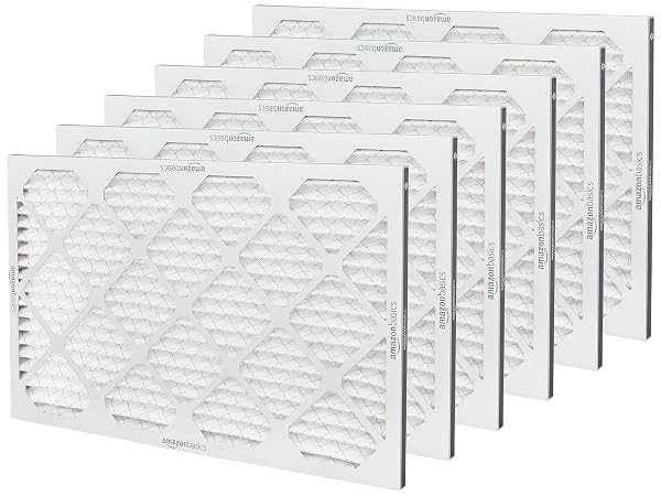AMAZON BASICS 16X25X1 AIR FILTER 6-PACK, MERV 11 ELECTROSTATIC AC FURNACE FILTERS FOR ALLERGIES, CAPTURES DUST AND POLLEN (ACTUAL SIZE: 15.75″ X 24.75″ X 0.75″)
