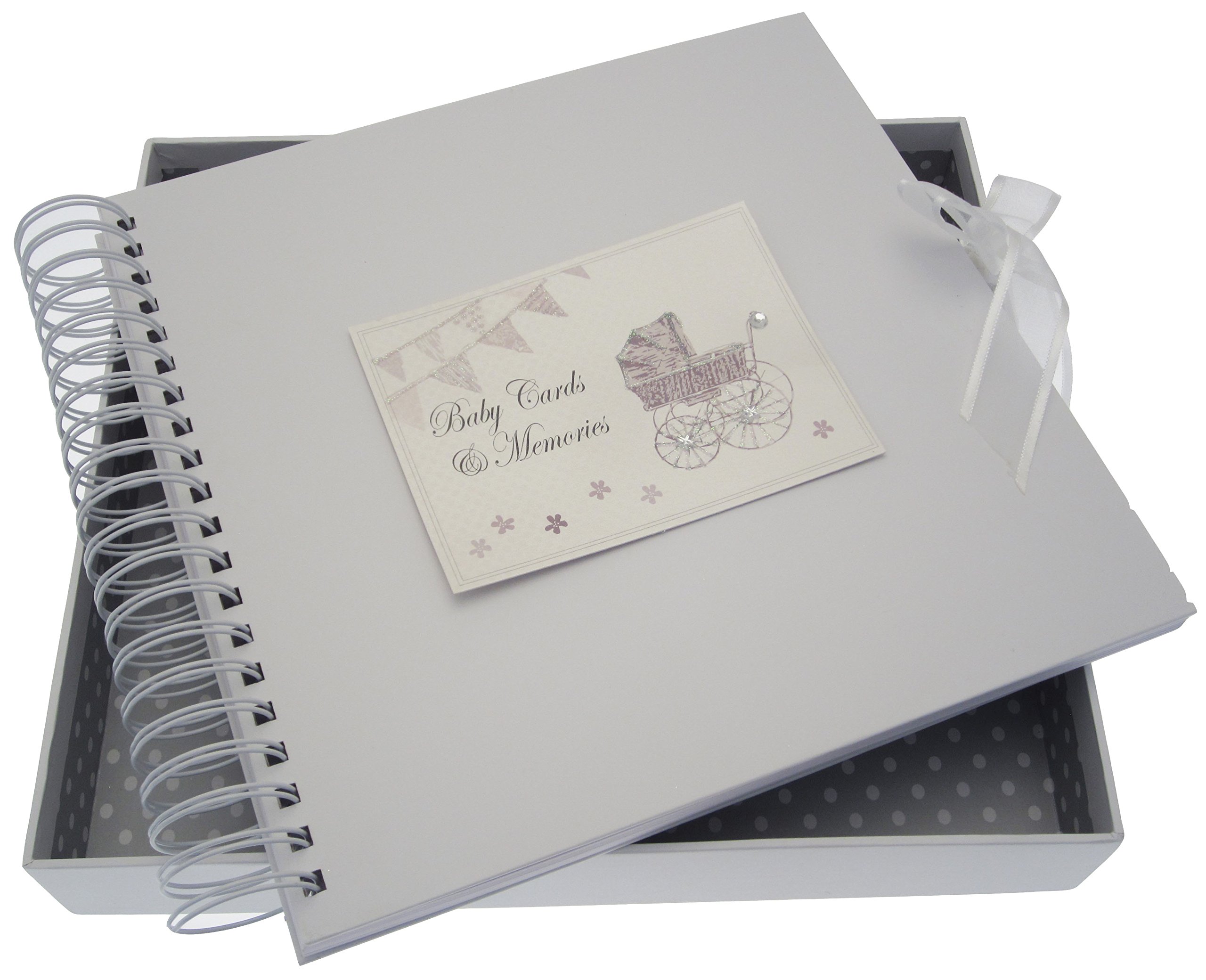 New Baby, Card & Memory Book, Silver Pram & Bunting
