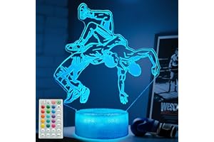 POSSHE Wrestling Night Light, Wrestler Gifts, Wrestler 3D Illusion Lamp with 16 Colors Changing, Remote Control and Dimmable, Kids Boys Girls Room Decoration, Holiday Xmas Gifts