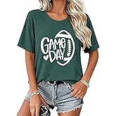 Game Day Football Shirt Women Football Season Tshirt Short Sleeve Sunday Graphic Tee Tops