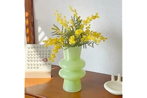 JSPYFITS Glass Vases for Decor, 7.8 Inch Four- Layer Hydroponic Glass Vase Bubble Flower Vases Decorative for Home Décor, Funky Modern Geometric for Living Room/Wedding/Party/Office(Milky Green)