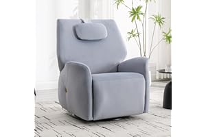 TRUSTYUE Glider Rocking Chair Nursery, Swivel Rocker, Power Recliner Chair, Nursery Glider Recliner with Adjustable Headrest, USB Ports, Living Room Chairs, Fabric (Fabric Blue, Adjustable Headrest)