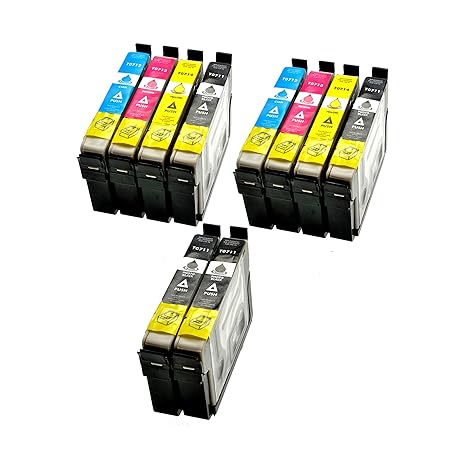 10 x hochwertige Tintenpatronen mit Chip und Füllstandanzeige , kompatibel zu Epson 4x schwarz T0711, 2x cyan T0712, 2x magen