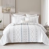 Y-PLWOMEN Geometric Quilt King Size - 100% Cotton Quilt, Striped King Quilt Sets, Lightweight Bohemian King Size Bedspreads for All Season, 3 Piece