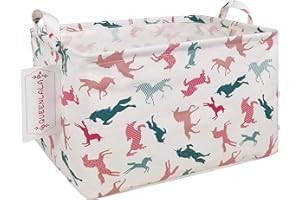 QUEENLALA Rectangular Laundry Hamper/Foldable Nursery Laundry Basket for Organizing/Storage Bin Baskets/Children Toy Office Bedroom/Toy Bin Closet Shelf Baskets (Rec-Color-Unicorn)