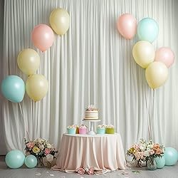 Htper 10x12 ft Ivory Backdrop Curtain Panels for