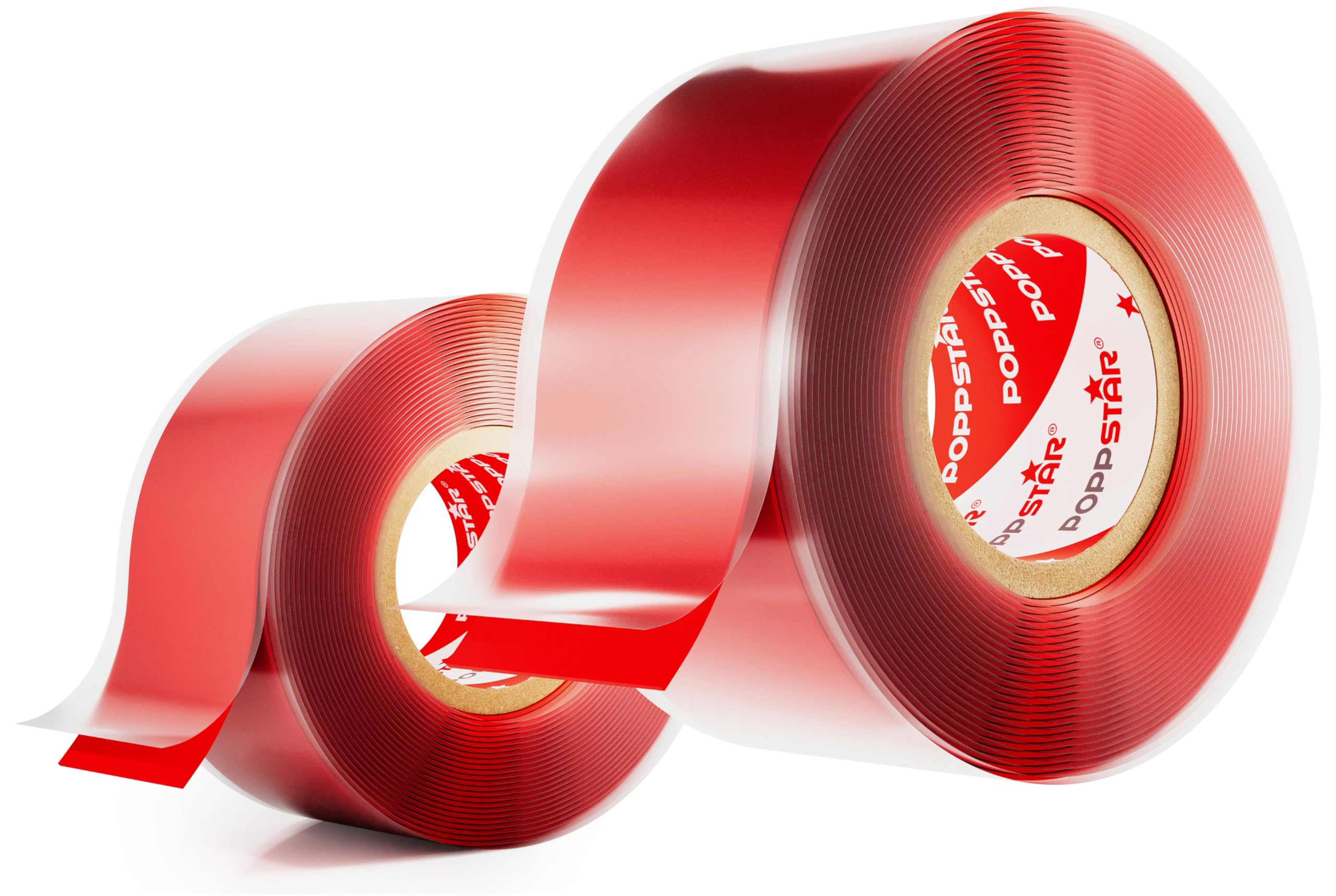 POPPSTAR Self-Fusing Silicone Band, Silicone Tape, 3m x 25mm, Sealing & Insulating Strip (water-tight, air-tight), red, 2 Rolls