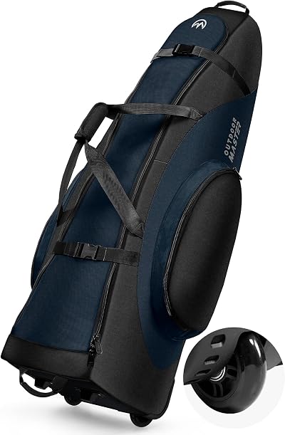 OutdoorMaster Padded Golf Travel Bag 900D Waterproof Wheels Blue