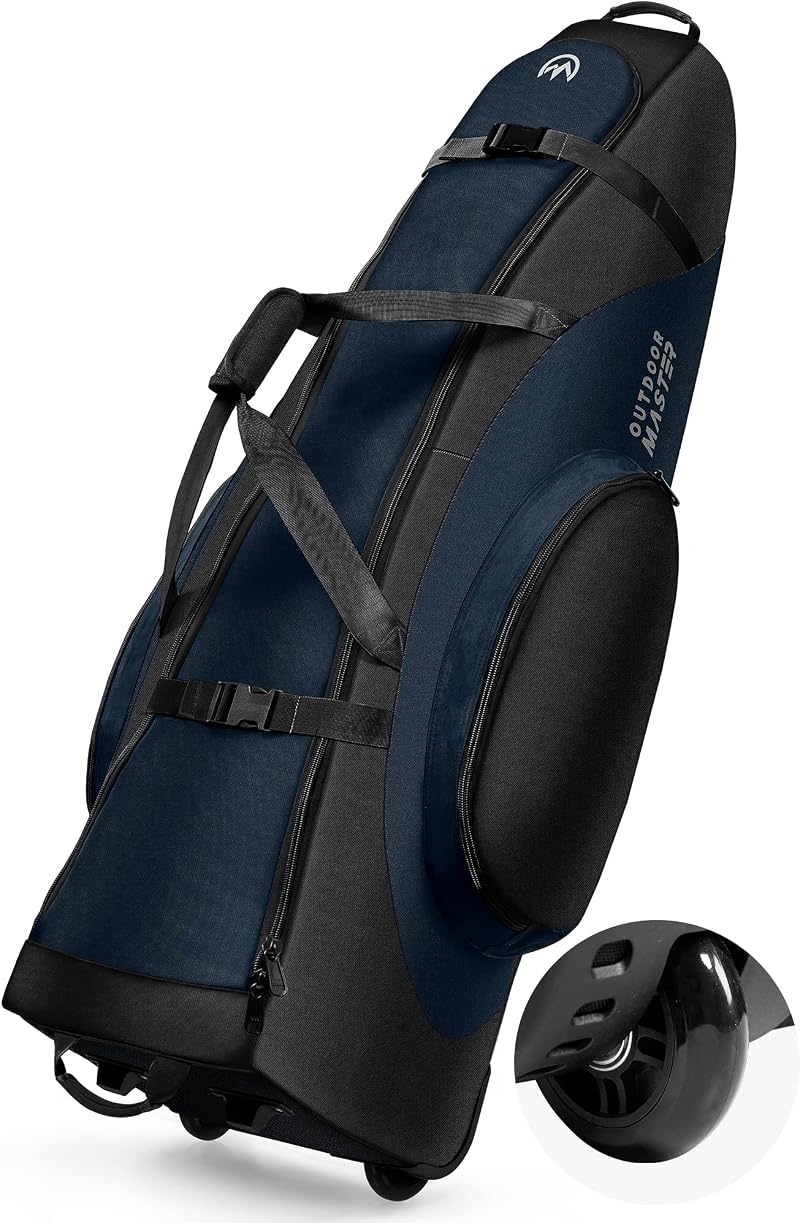 OutdoorMaster Padded Golf Travel Bag 900D Waterproof Wheels Blue