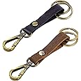 Wisdompro 2 Pcs Genuine Leather Keychain, Key Chain with Belt Loop Clip for Keys