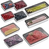 Hushee 9 Pack Bacon Cheese Container for Refrigerator, 304 Stainless Steel Airtight Deli Meat Container, Dishwasher Safe Fridge Storage Fruit Lunch Storage with Lids for Fridge, 4 Sizes