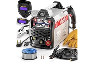 ANDELI 135A MIG Welder，Upgraded 110V/220V [Large LED Display]3-in-1 Welder Flux Core MIG/Lift Tig/Stick Gasless MIG Welding Machine with Synergy，2T/4T Full Kit (Bonus Welding Helmet & Gloves)