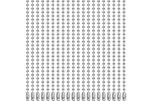 200 Pieces Ball Bead Chain 4 Inch Adjustable Metal 2.4mm Beaded Chains with Connectors Keychain Dog Tag for Jewelry Making, D
