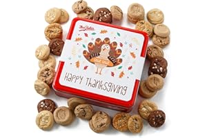 Mrs. Fields 48 Nibblers Bite-Sized Cookies Signature Thanksgiving Tin - Assorted with 48 Nibblers Bite-Sized Cookies in our 5 Classic Flavors for Thanksgiving