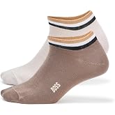 BOSS Men's 2 Pack Iconic Stripe Ankle Band Socks