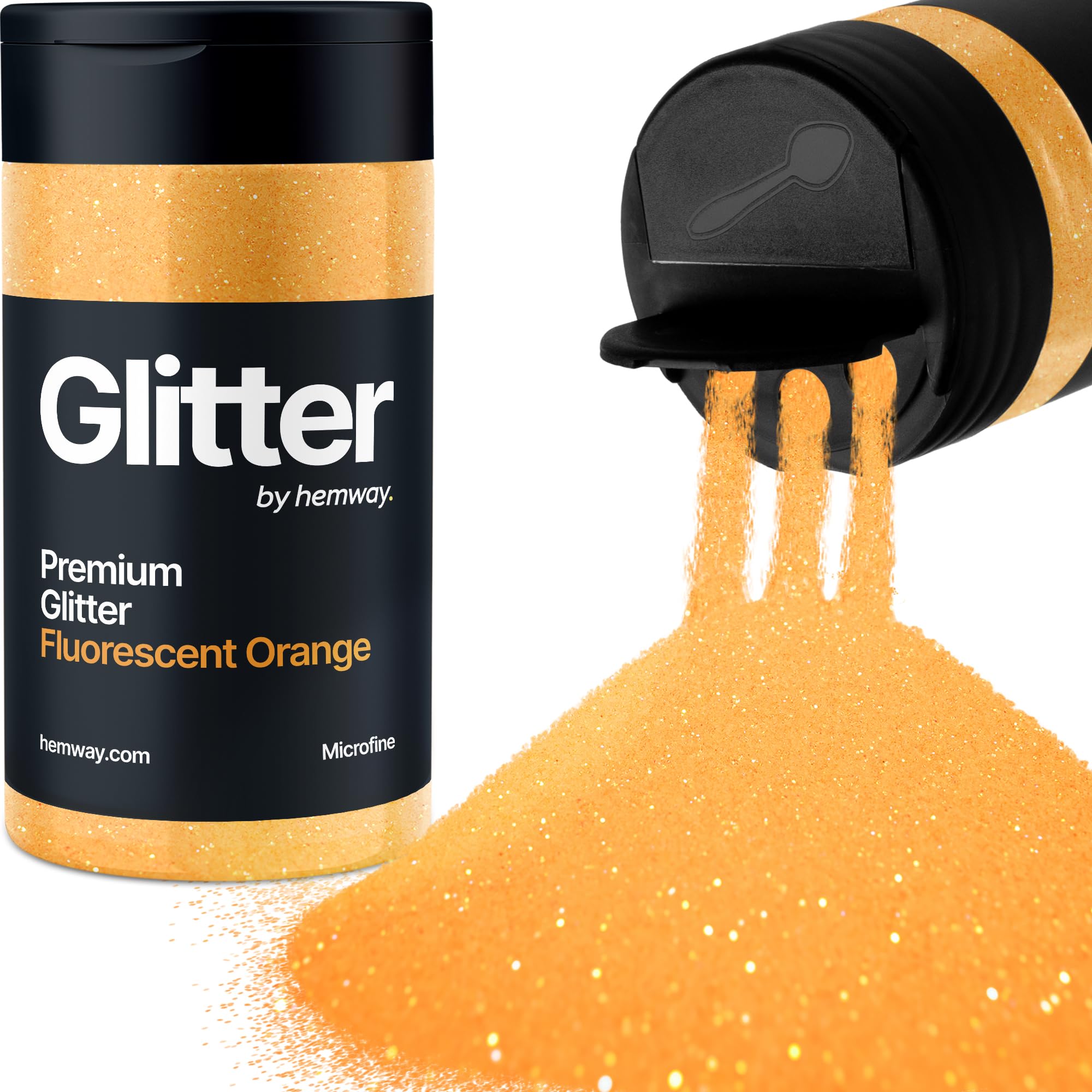 Fluorescent Orange Glitter Shaker, 130g Microfine Glitter, Crafts 1/256" Metallic Flake Orange Sequins, Resin & Epoxy Crafts, Decorating, Halloween, Christmas Nail, Face, Hemway