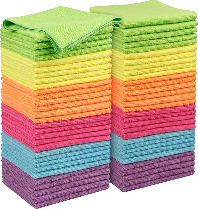 Orighty Microfiber Cleaning Cloths 60 Pack 12x12 inch Versatile Lint Free
