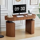 ORRD Electric Standing Desk with Storage and USB &amp; Type-C Charging Ports, Adjustable Height Stand Up Desk, Mid Century Modern Fluted Workstation Desk for Home Office (Walnut)