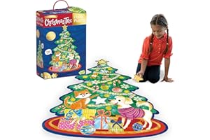 Peaceable Kingdom Shimmery Christmas Tree Floor Puzzle – Giant Floor Puzzle for Kids Ages 3 & up – Fun-Shaped Puzzle Pieces – Great for Classrooms
