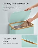 SONGMICS 90L Laundry Basket with Lid Mint Green 42x32x70.5 cm view 4