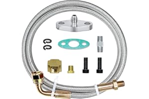 DUEILGO Turbo Oil Feed Line Kit Compatible with T3 T4 T60 T61 T70 1/8 PNT 90 Degree 41'' Universal Turbocharger 4AN Braided Stainless Steel Oil Feed Line with 1/8 NPT Fitting