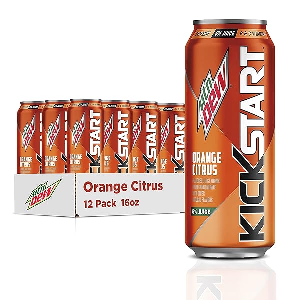 MOUNTAIN DEW KICKSTART, ORANGE CITRUS, 92MG CAFFEINE, VITAMINS...