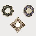 Small Accent Wall Mirror set of 3 - Decorative Vintage mirrors of 6" for wall decor, Peruvian Mirrors Vanity with bronze leaf 'Miraflores'