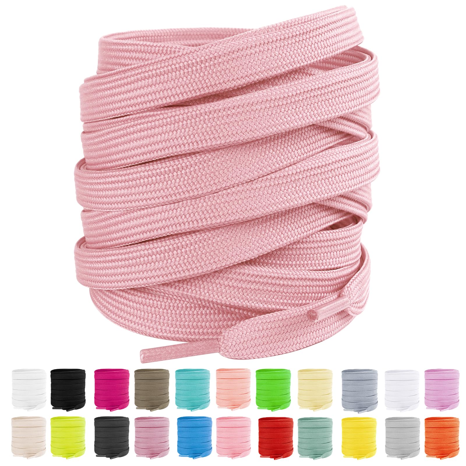 LUOFMISS 2 Pairs Flat Shoe Laces 5/16" Athletic