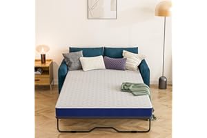 Sofa Bed Mattress Full Size, 3 Inch Memory Foam Mattress for Sleeper Sofa, Pull Out Couch, Guest Bed, RV & Boat, White&Blue