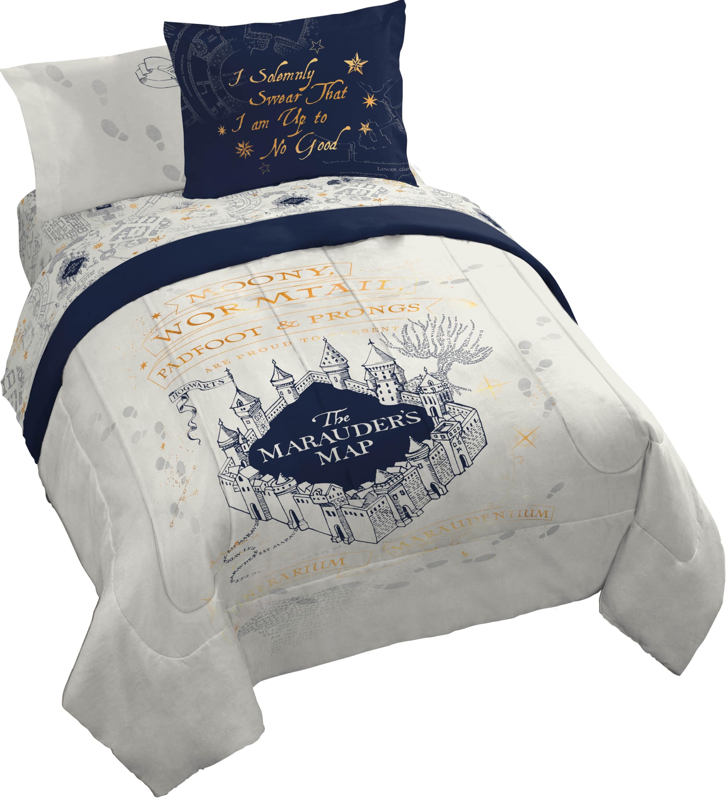 Photo 1 of Jay Franco Kids Comforter Set Includes Sheets and Pillow Covers - Soft and Cozy Bed Set for Stylish Room Decor, Beige - Harry Potter, 7 Piece Queen Size Bedding