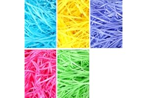 Blulu Easter Basket Grass Fillers Raffia Paper Shred Rainbow Easter Egg Grass Filler Craft Shredded Tissue Gift Wrap Bag Box Stuffer for Spring Birthday Party Packing Accessories Decoration, 5 Color