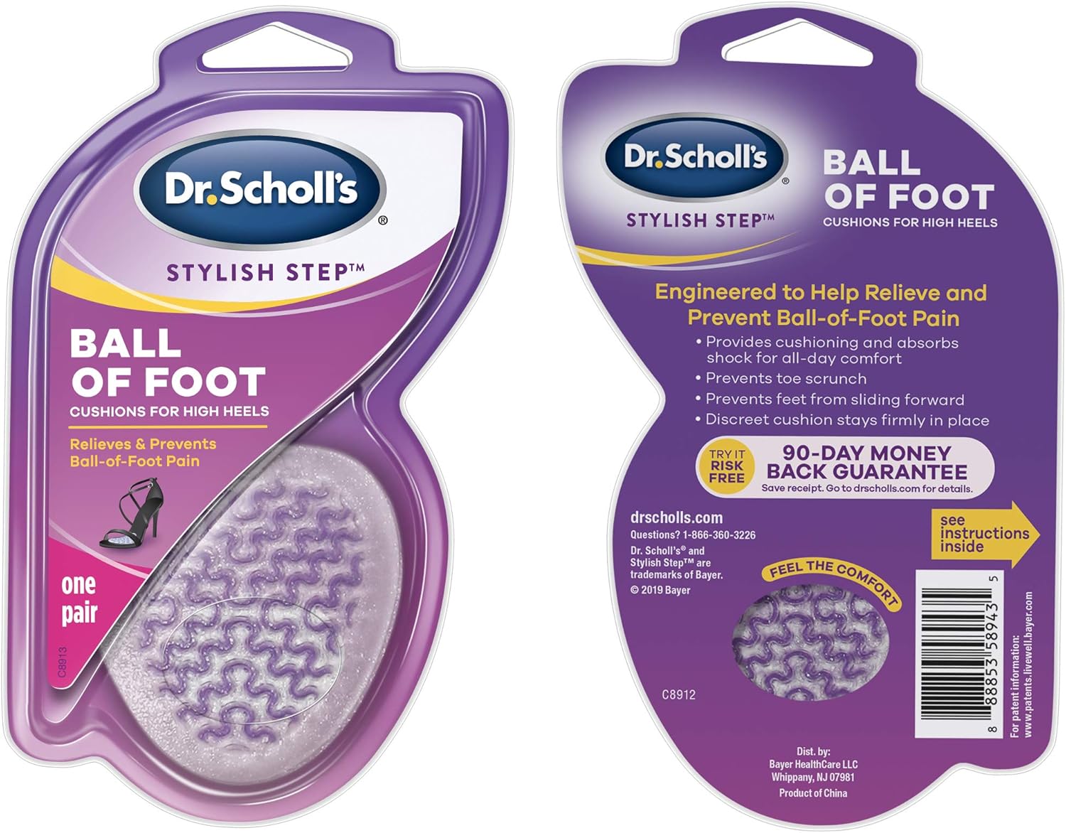 Dr. Scholl's Ball of Foot Cushions for High Heels (One Size) // Relieve and Prevent Ball of Foot Pain with Discreet Cushions That Absorb Shock and Make High Heels More Comfortable, New Packaging: Health & Personal Care