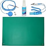 ESD High Temperature Mat Kit | 16" x 24" | Emerald Green | with (1) ESD Wrist Strap, (1) ESD Grounding Cord, (1) Bottle of Mat Cleaner