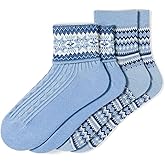 HUE womens Festive Fairisle Mini Crew Turncuff Socks 2 Pack