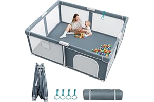 OMZER Foldable Baby Playpen - 71"×59" Collapsible Play Pen for Babies and Toddlers - Indoor Outdoor Foldable Play Yard with 4 Handles - Folding Baby Playpen with Bag Portable Travel Play Yard