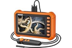 NIDAGE 7'' IPS Screen Borescope 5.0MP Endoscope Camera with Light, Waterproof Video Inspection Camera HD Sewer Camera, 16.5FT Flexible Snake Camera for Automotive Plumbing HVAC Pipe Drain, 5M