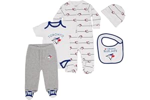 Gertex MLB Toronto Blue Jays Baby Infant 5-Piece Bundle Layette Gift Multipack | Multiple Colours and Style Sets