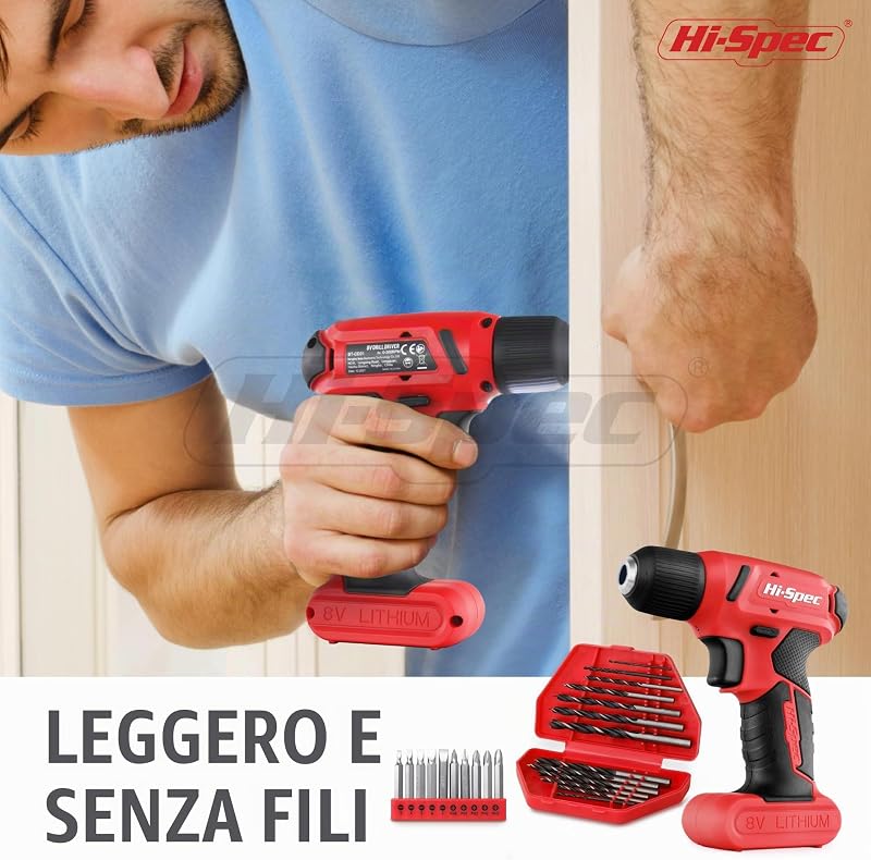 Trapano Avvitatore 8V USB, Kit per Riparazioni, Rosso