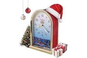 JUSTIME Luminous Peaceful Night 12 Song of Christmas Carols Table Mantel Clock Home Deco, Great for Gift (Red Marble)
