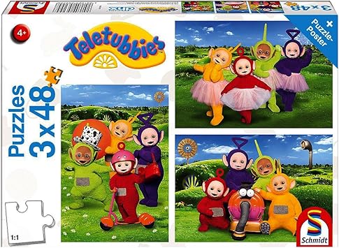 Schmidt Spiele Puzzle 56245 Tele tubbies, Tiempo para Jugar, niño Rompecabezas, 3 x 48 Piezas: Amazon.es: Juguetes y juegos