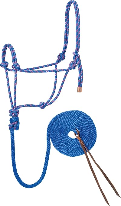 Weaver Leather Diamond Braid Reflective Rope Halter & Lead Blue Gray